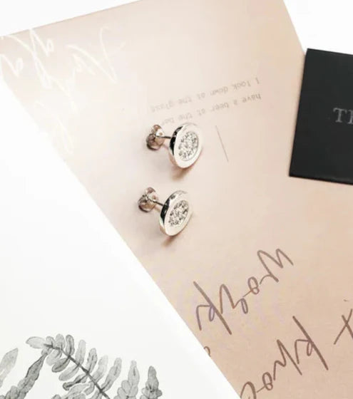 925 Sterling Silver Round Stud Earrings Glam Gift For Women