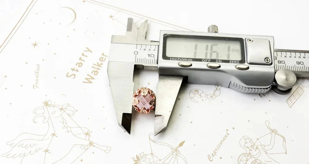 925 Sterling Silver Lotus Beads Pink & Rose Gold Rhinestone Jewelry Gift For Women & Men