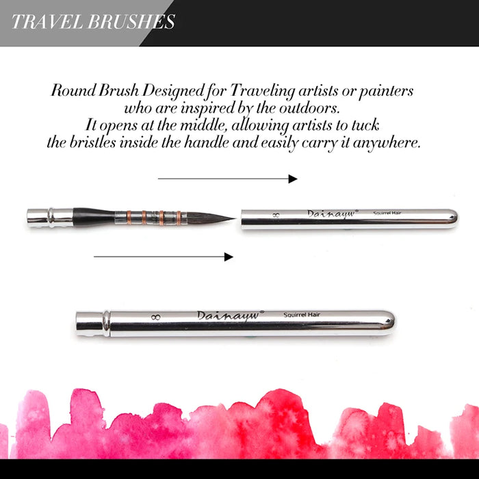 6 Piece Squirrel Hair Watercolour Brush Set