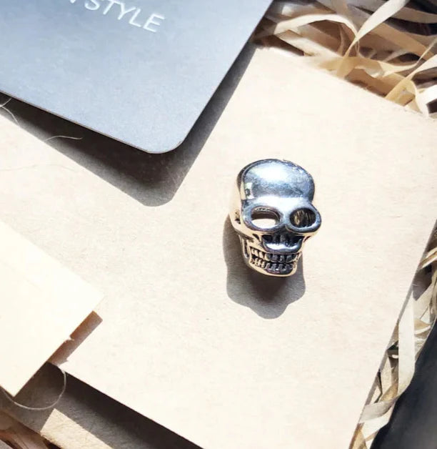 925 Sterling Silver Large Skull Bead Winter Charm For European Bracelets