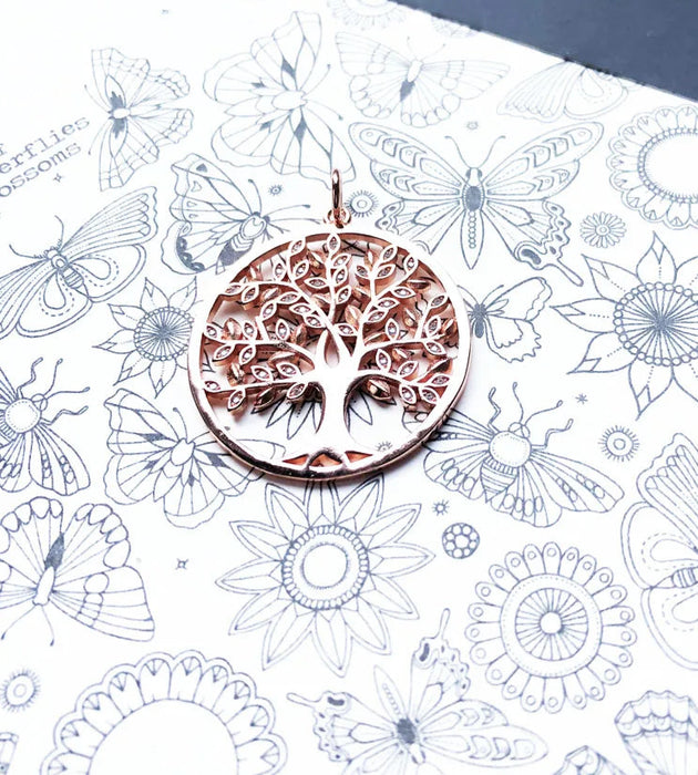 925 Sterling Silver Romantic Rose Gold Tree Pendant Jewelry For Women