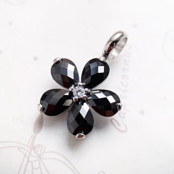 925 Sterling Silver Flower Crystal Pendant Fashion Jewelry For Women