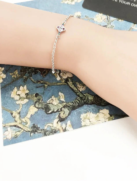 925 Sterling Silver Victorian Style Bracelet Colourful