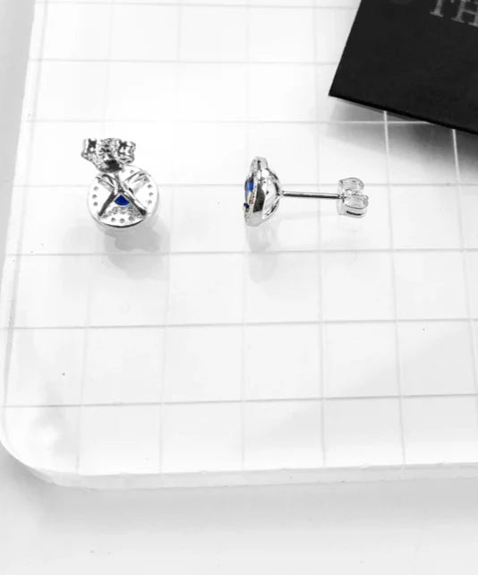 925 Sterling Silver Blue Luna Earrings Europe Style Gift For Women