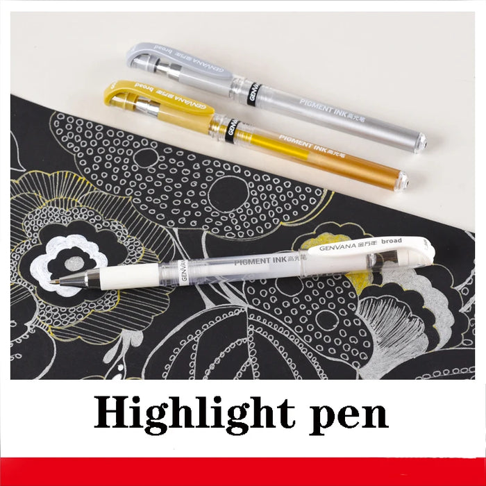 3 Piece Waterproof Gel Pen Set: White Gold Silver