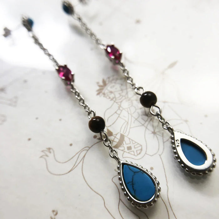 925 Sterling Silver Autumn Water Drop Earrings Turquoise Fine Jewelry For Women Riviera Colours Europe Happiness