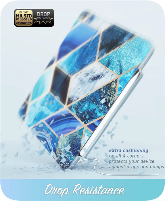 For Ipad Pro 11 2022 / 2021 / 2020 / 2018 Release Cosmo Full-Body Trifold Stand Marble Case Flip Case With Auto Sleep