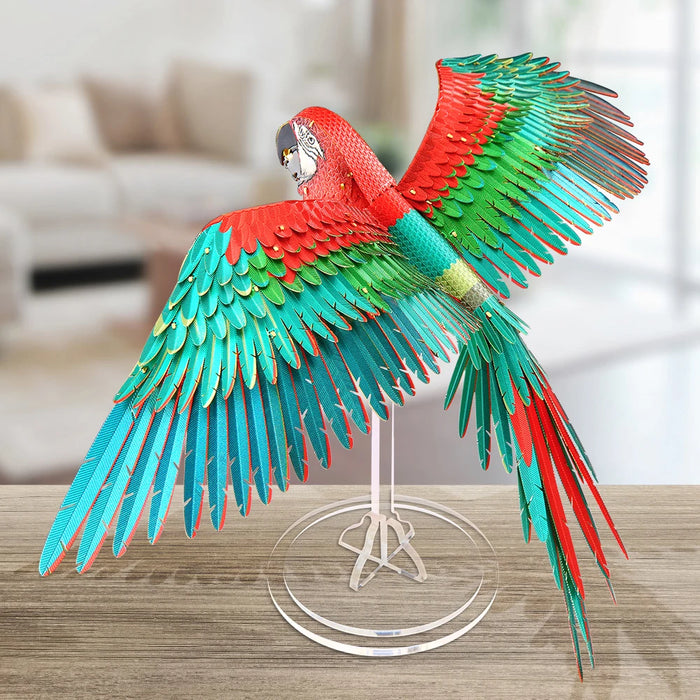 Scarlet Macaw 3D Puzzle With Acrylic Stand Diy Model Kit For Adults