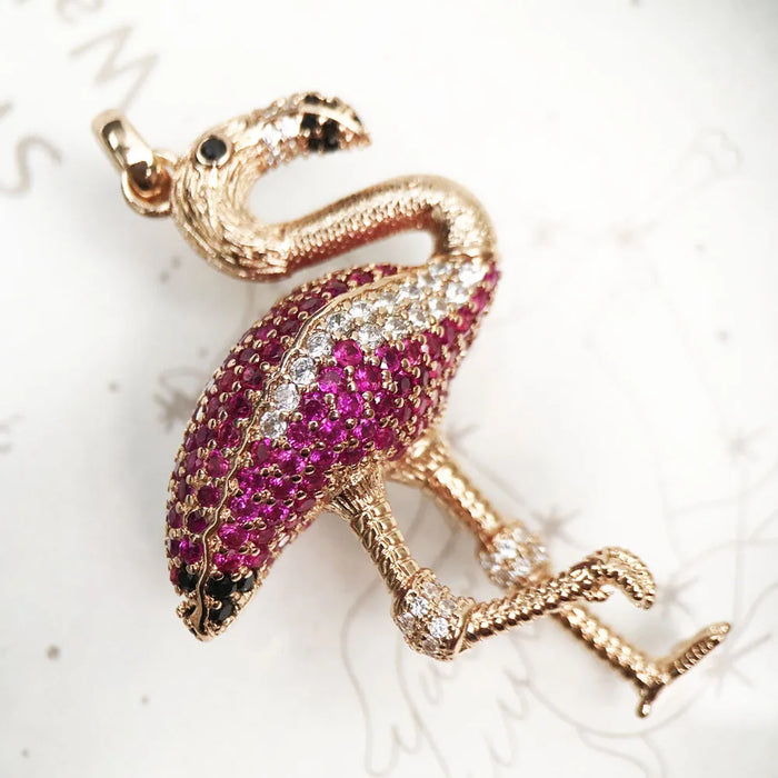 925 Sterling Silver Large Red Bird Pendant Fashion Accessory For Women