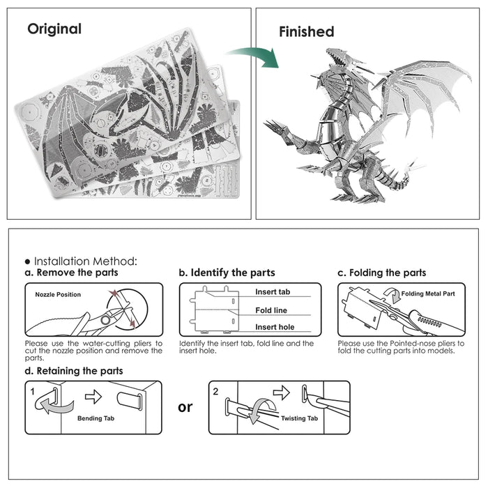Dragon Flame 3D Metal Puzzle Kit Perfect Gift For Adults