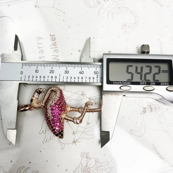 925 Sterling Silver Large Red Bird Pendant Fashion Accessory For Women