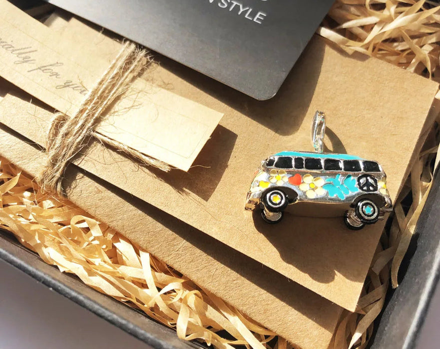 925 Sterling Silver Colourful Peace Bus Pendant Fashion Jewelry For Men & Women