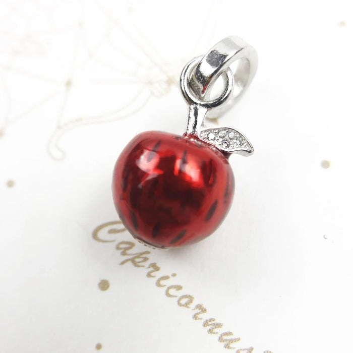 925 Sterling Silver Apple Red Pendant Fashion Accessory For Women