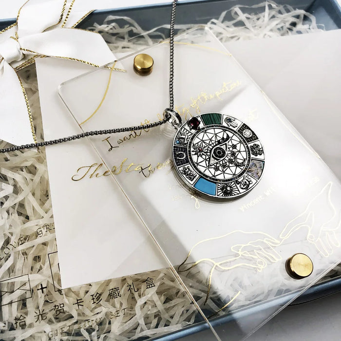 925 Sterling Silver Turquoise Amulet Necklace Magical Lucky Symbols Fine Jewelry For Women