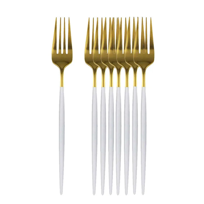 8 / 16 Piece Black Gold Dinner Fork Set