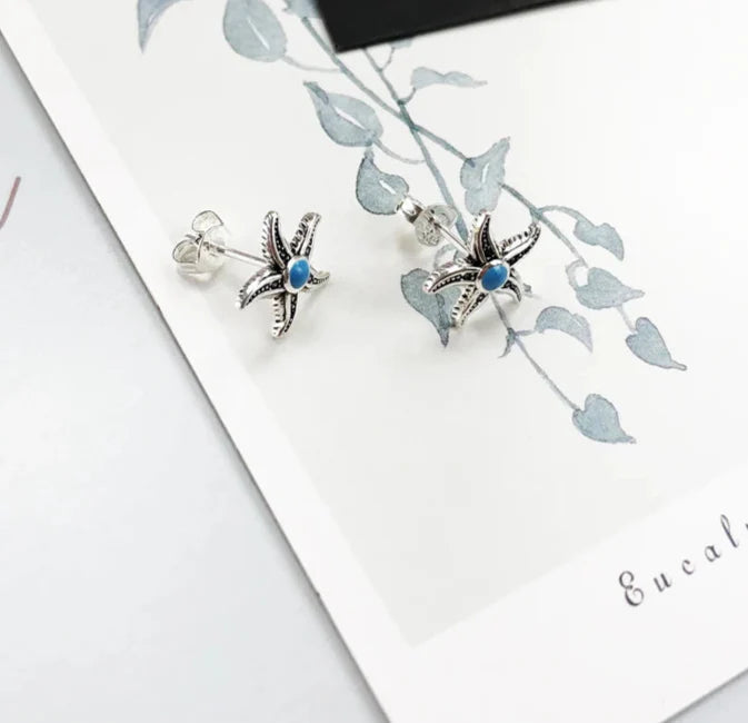 925 Sterling Silver Starfish Studs Chic Gift For Women
