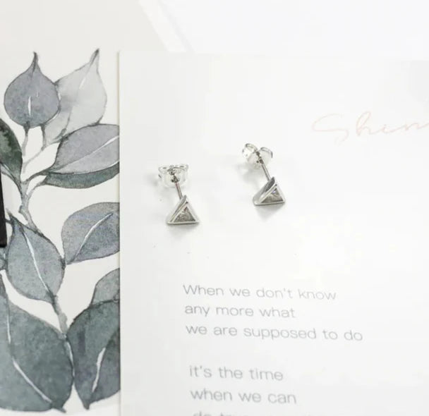 925 Sterling Silver White Triangle Stud Earrings Glam Fashion Gift For Women