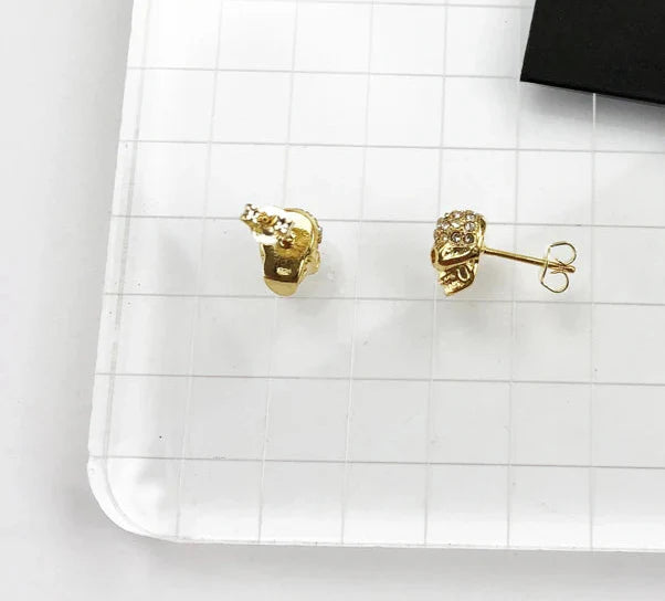 925 Sterling Silver Skull Stud Earrings Rebel Street Style Gift