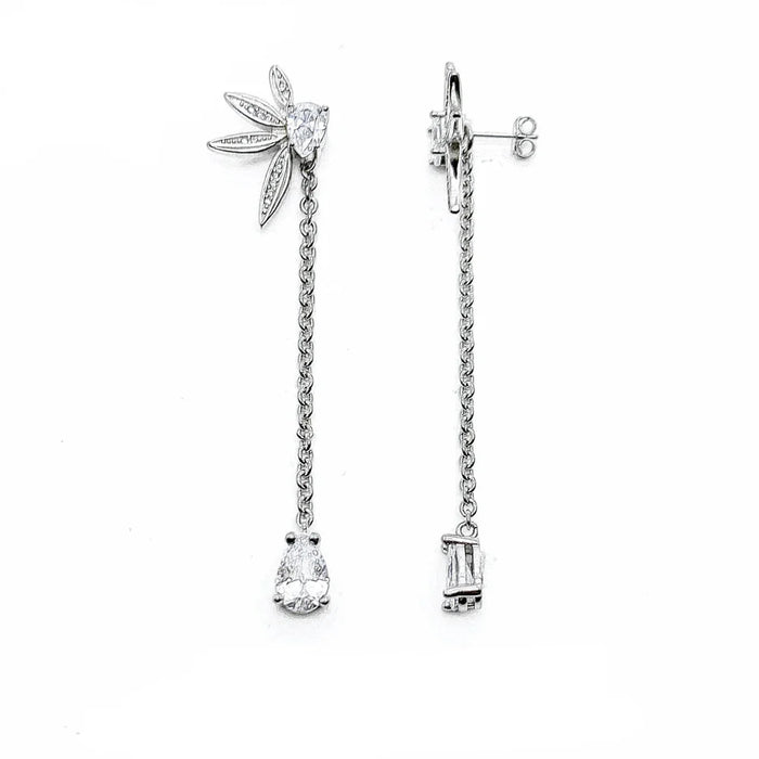 925 Sterling Silver Autumn Leaves Water Drop Earrings Fine Jewelry For Women