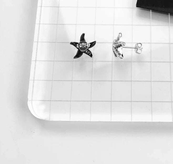 925 Sterling Silver Stylish Starfish Pave Stud Earrings