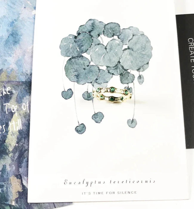 925 Sterling Silver Golden Green Stone Band Ring Glam Fashion Jewelry For Women & Men