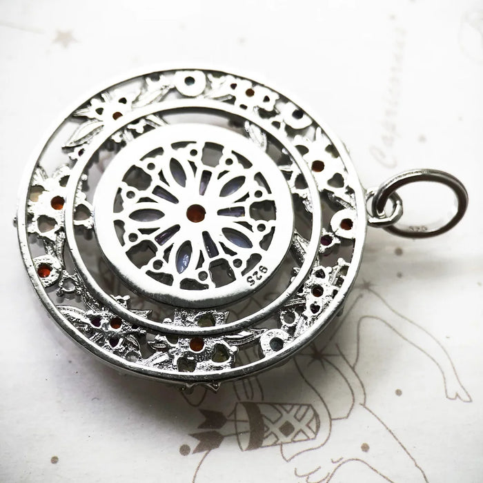 925 Sterling Silver Bohemian Flower Amulet Pendant Colourful Stones Fine Jewelry For Women
