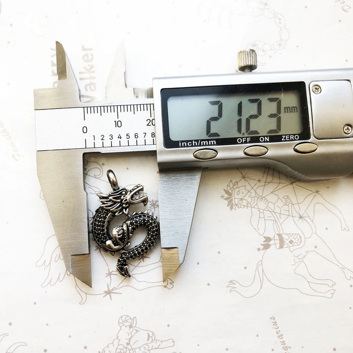 925 Sterling Silver Dragon Cz Pendant Vintage European Jewelry Unisex Gift