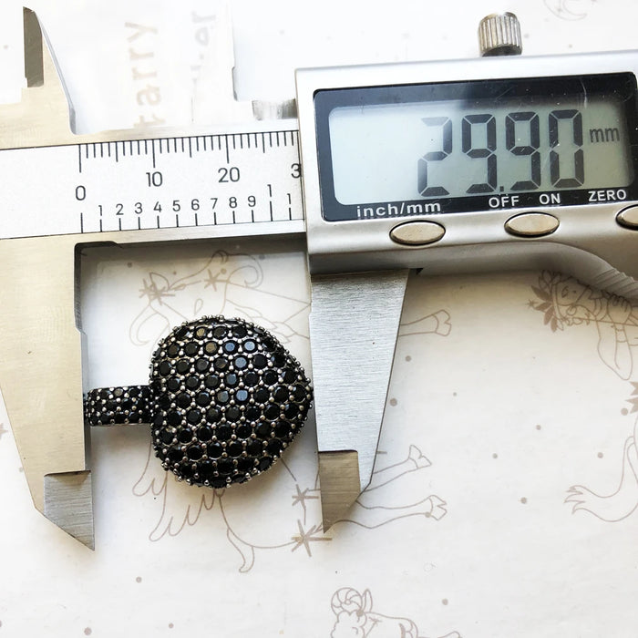 925 Sterling Silver Black Heart Pave Pendant Winter Trend Jewelry