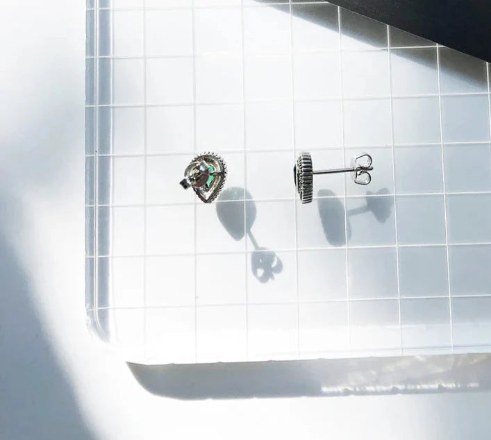 925 Sterling Silver Green Drip Tear Down Earrings