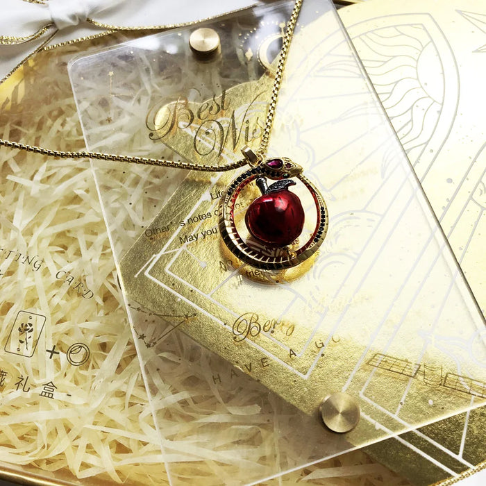 925 Sterling Silver Snake Necklace With Apple Charm Romantic Gift For Women