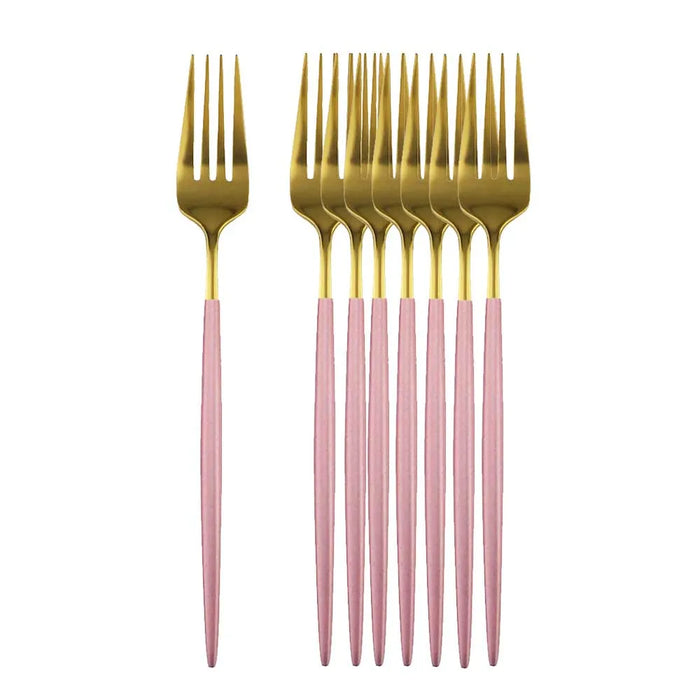8 / 16 Piece Black Gold Dinner Fork Set