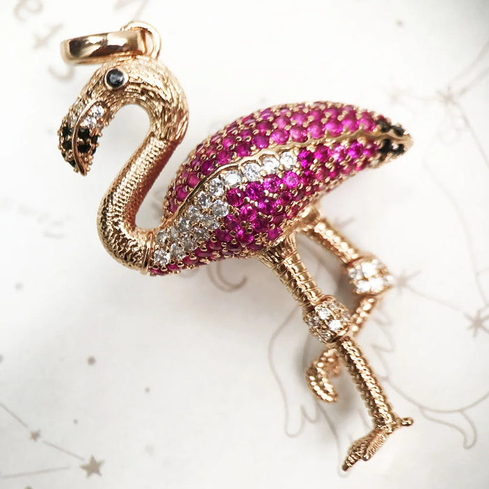 925 Sterling Silver Large Red Bird Pendant Fashion Accessory For Women