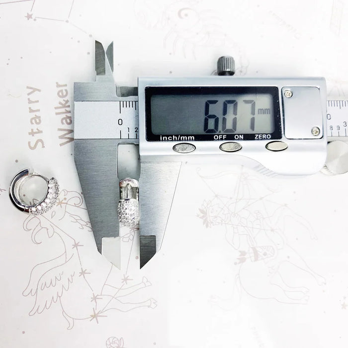 925 Sterling Silver Stunning Hinged Hoop Earrings Pave Europe Glam Design For Women