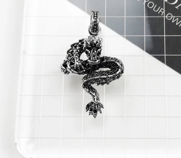 925 Sterling Silver Dragon Black Pendant Fashion Jewelry For Men & Women