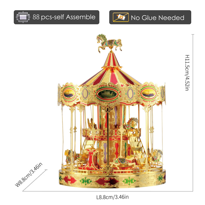 3D Metal Puzzle Model Kit Merry Go Around Diy Jigsaw Toy For Adults