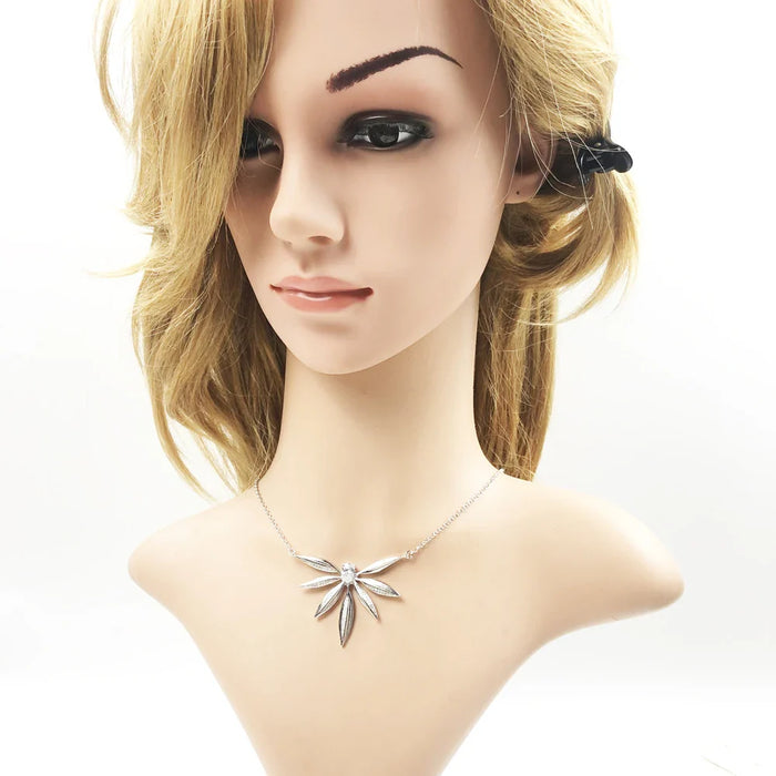 925 Sterling Silver Large Leaves Necklace For Women