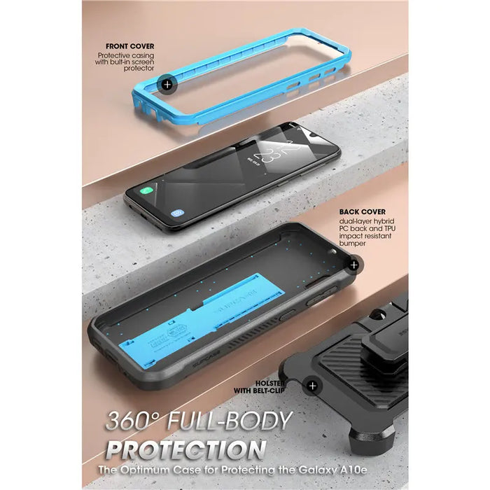 For Samsung A10E 2019 Rugged Holster Case With Built-In Screen Protector & Kickstand