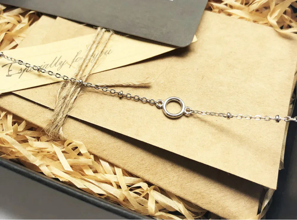 925 Sterling Silver Adjustable Fine Bracelet With Filigree Charm And Round Eyelets European Jewelry For Women