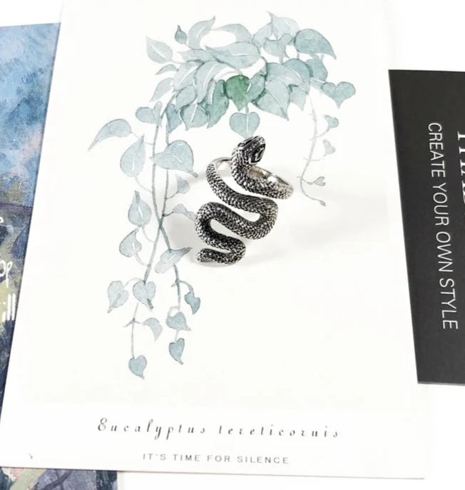 925 Sterling Silver Blackened Snake Ring Europe Style Fine Jewelry For Women