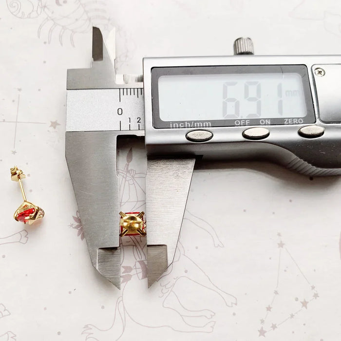 925 Sterling Silver Orange Stone Star Ear Studs Romantic Gift