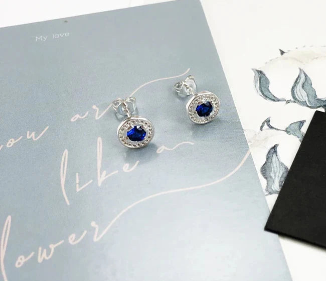 925 Sterling Silver Blue Luna Earrings Europe Style Gift For Women