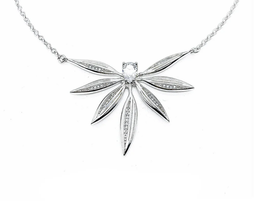 925 Sterling Silver Large Leaves Necklace For Women