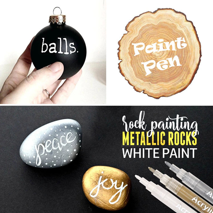 8 Pack White Paint Pens For Wood Plastic Metal Canvas