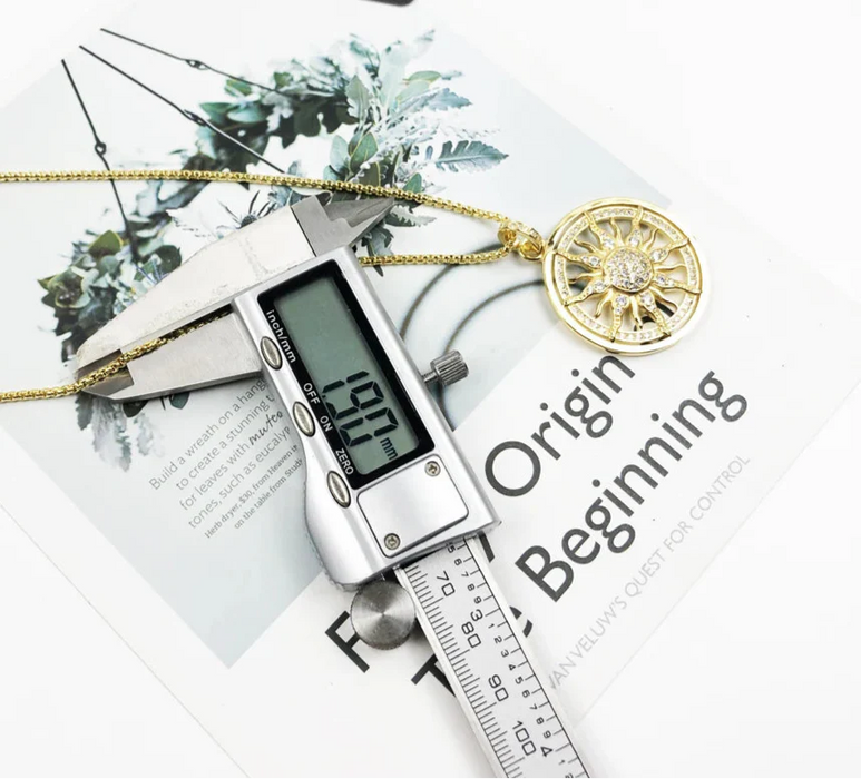 925 Sterling Silver Sun Link Chain Necklace Ethnic Jewelry For Men And Women