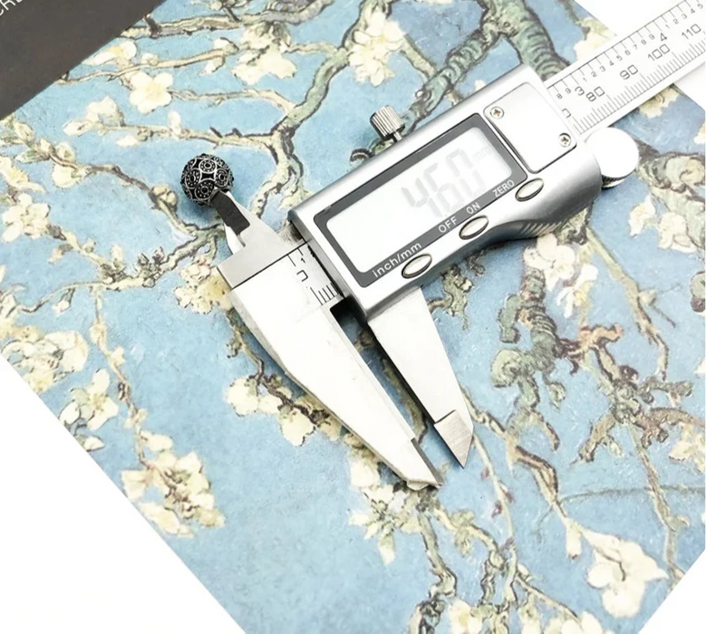 925 Sterling Silver Art Deco Black Beads Charm European Jewelry Gift