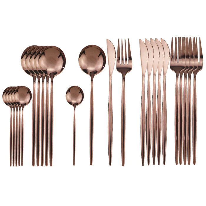 24 Piece Stainless Steel Cutlery Set For Dining Dishwasher Safe