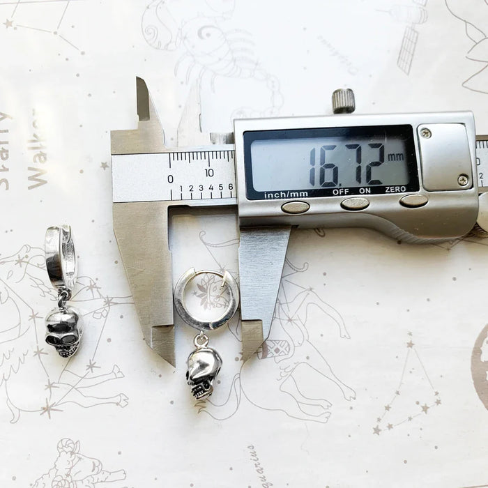 925 Sterling Silver Skull Hinged Hoop Earrings Fine Jewelry For Men And Women