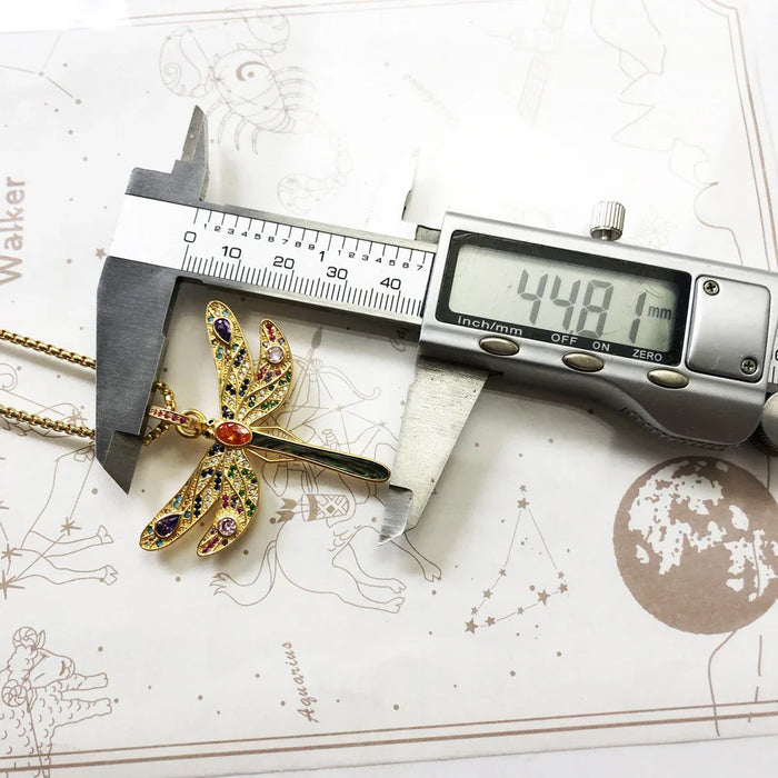 925 Sterling Silver Golden Dragonfly Necklace Jewelry For Women