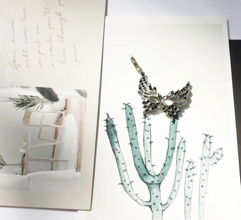 925 Sterling Silver Feather Mask Pendant Halloween Charm For Women