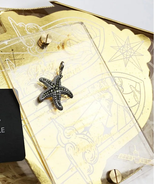 925 Sterling Silver Green Starfish Pendant Fashion Accessory For Men & Women